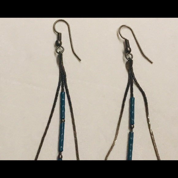 Silver and Blue Handmade by Silver Artist Earrings Original Owner - Picture 8 of 11